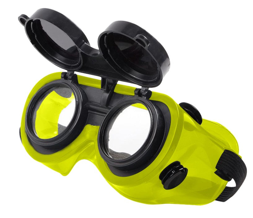 Flip-Up Welding Goggles with Black Glass Lens DIN11