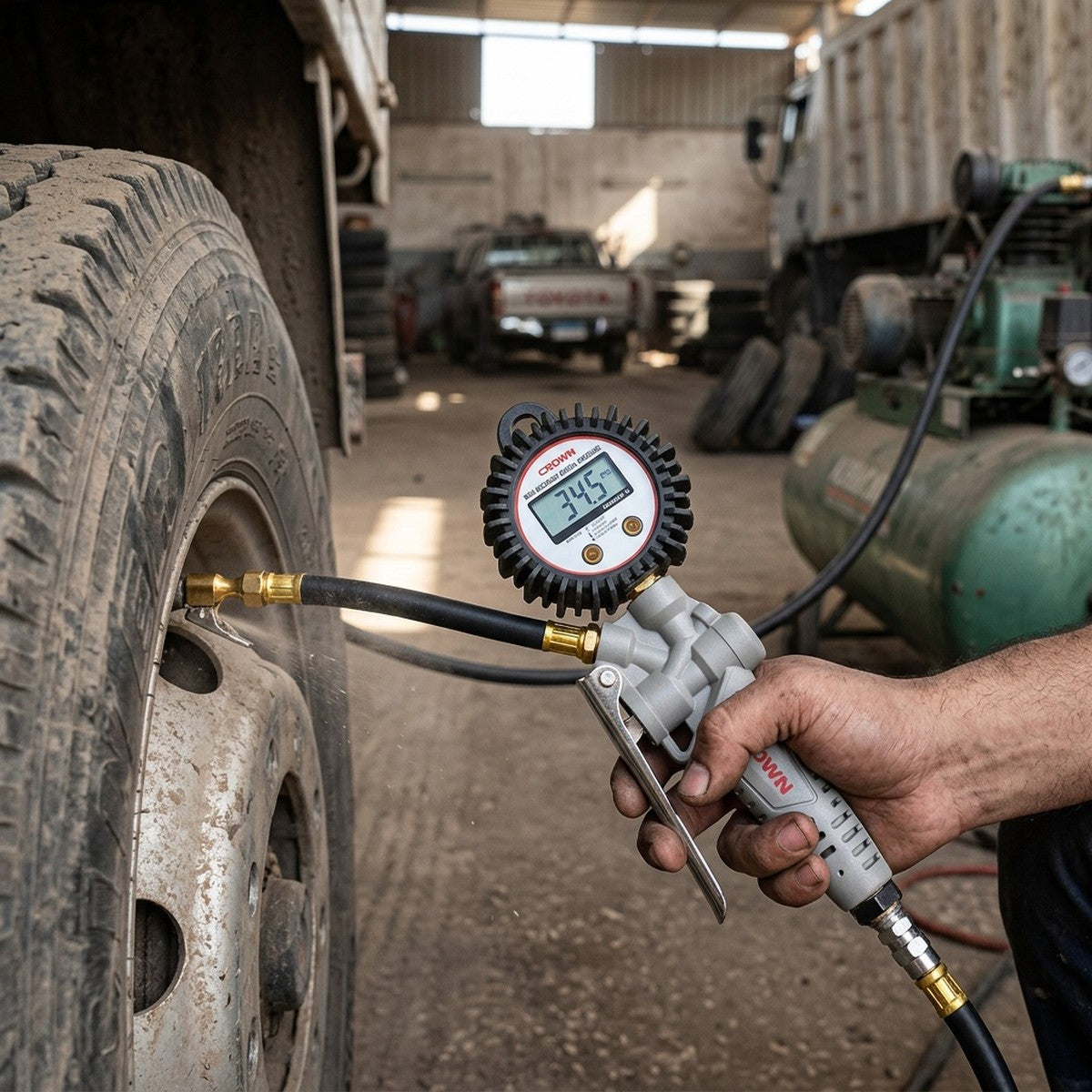 Digital Tire Inflator Gun — in use