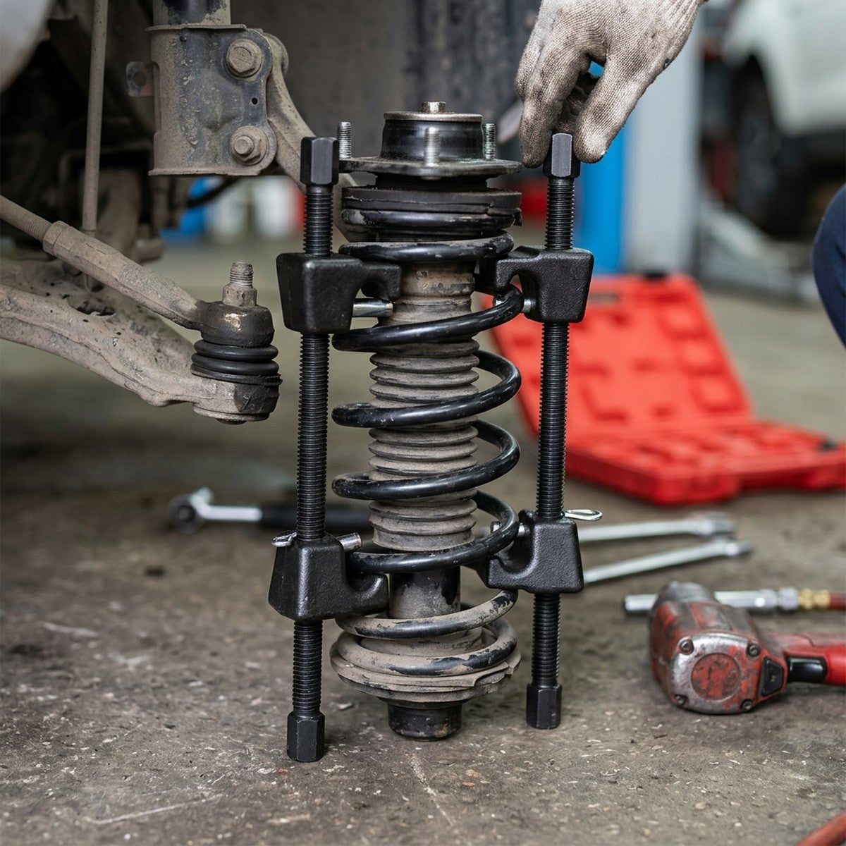Coil Spring Compressor — in use