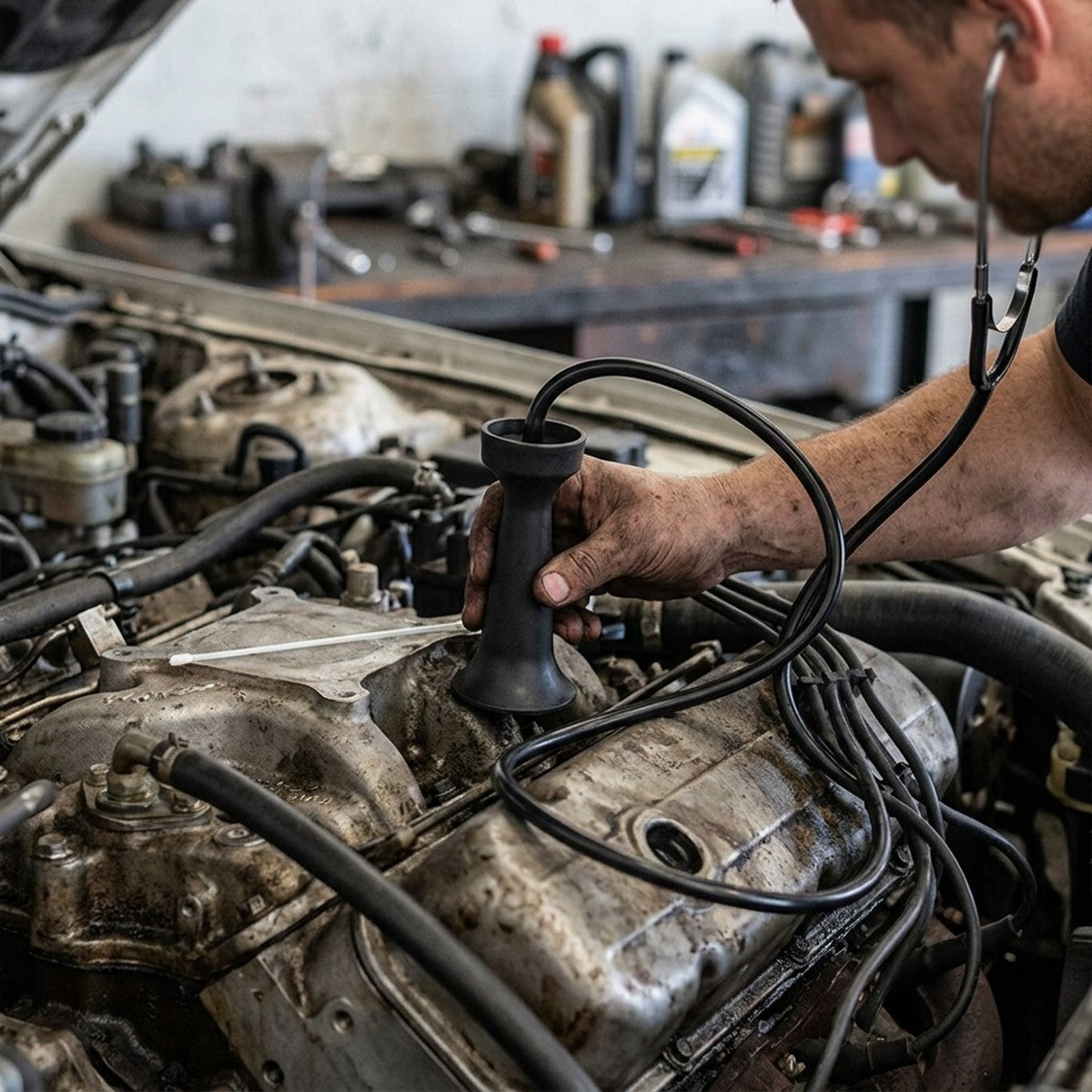 Mechanic Stethoscope — in use