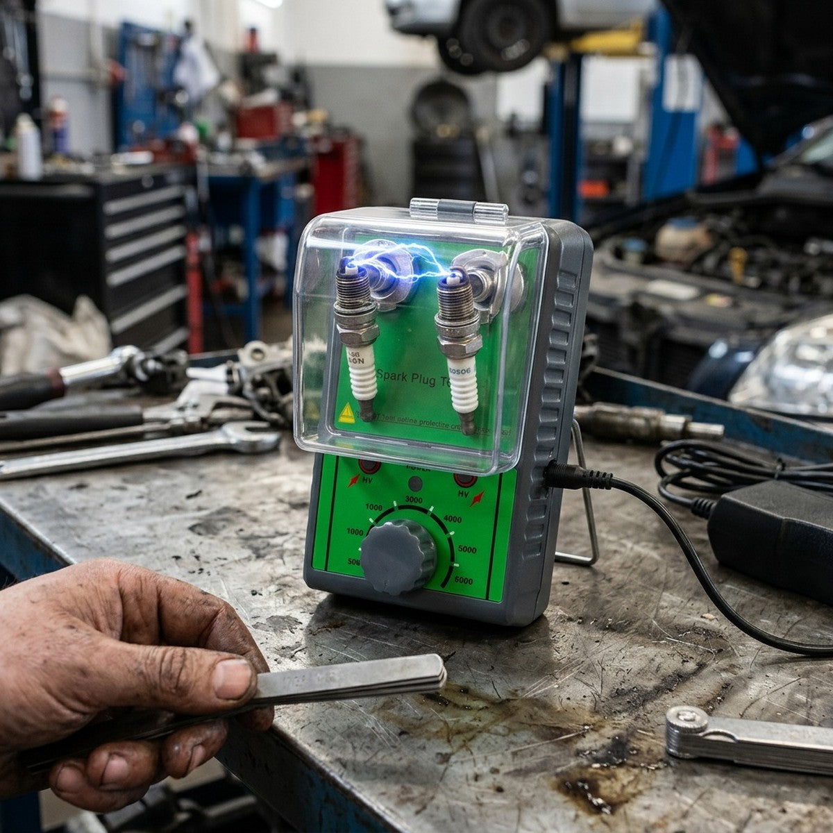 Spark Plug Tester — in use