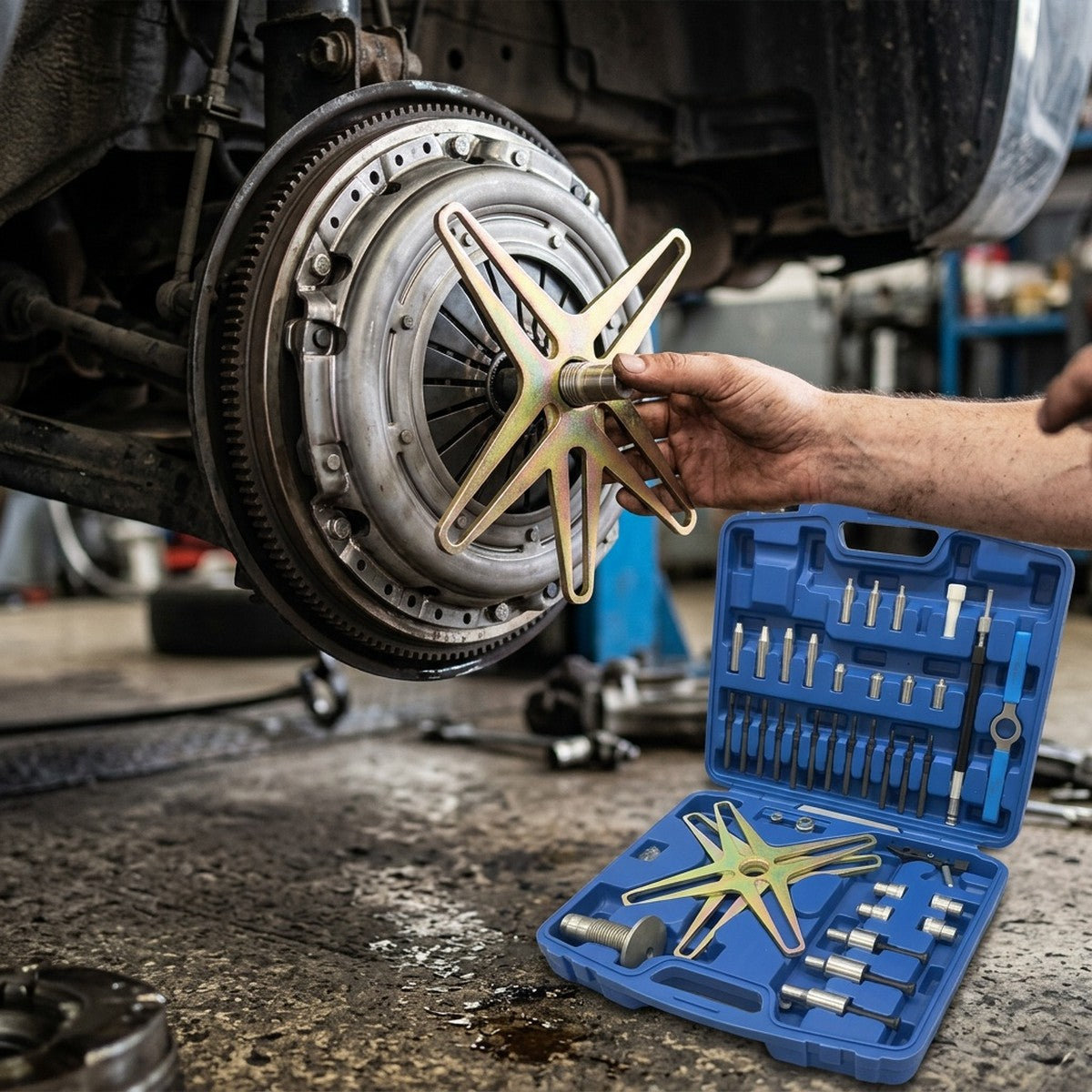 Clutch Alignment Tool Set — in use