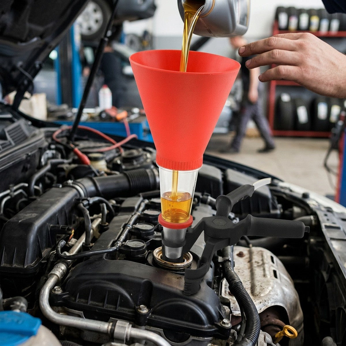 Oil Funnel — in use