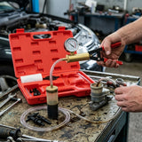 Hand-Held Manual Vacuum Oil Extractor Pump — in use