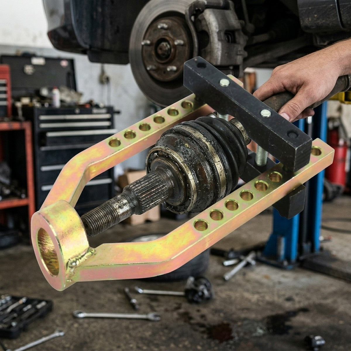 CVJ Removal Tool (Large) - Constant Velocity Joint Puller — in use