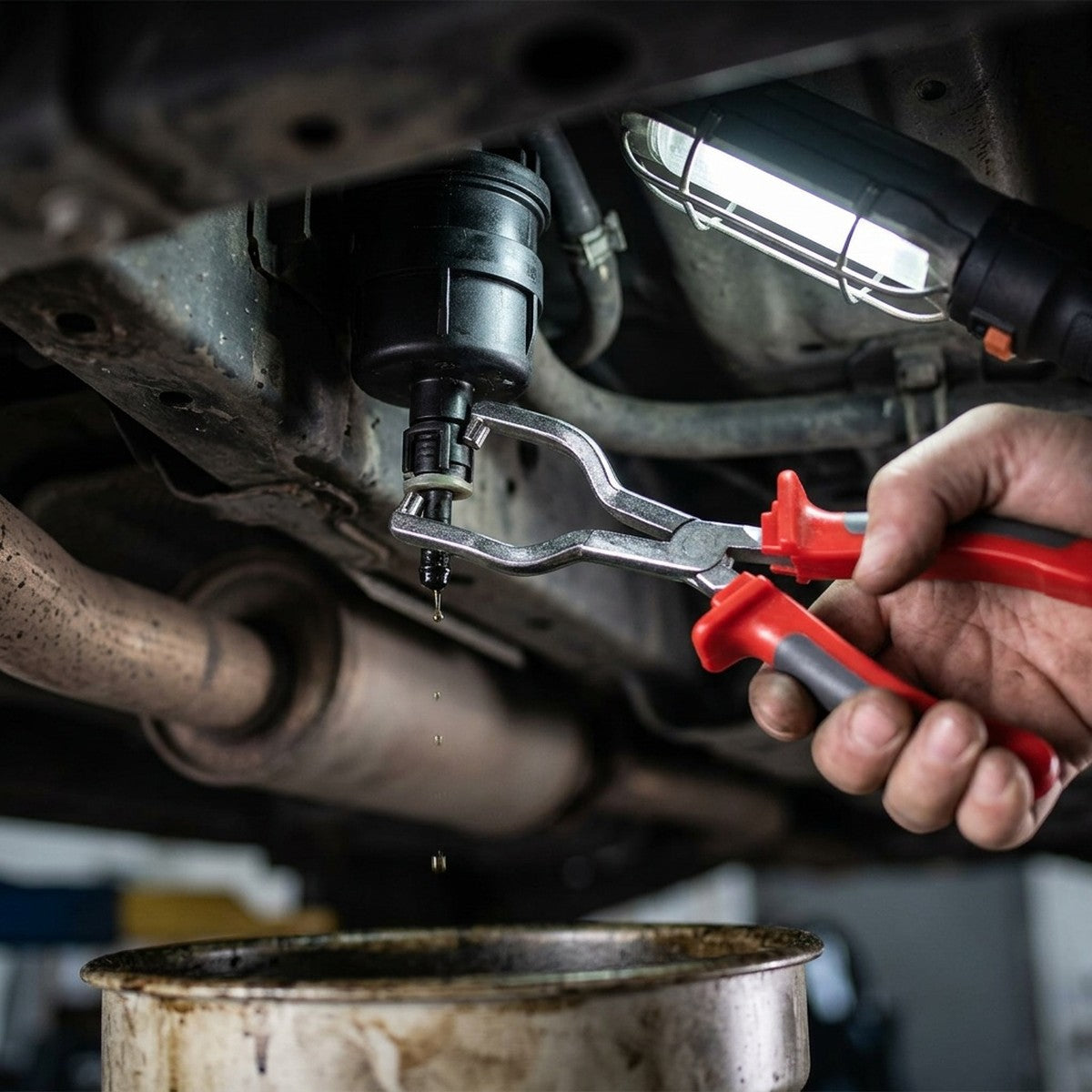 Hydraulic Brake Hose Clamp Pliers — in use