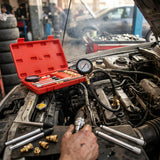 Multi-Function Cylinder Compression Pressure Gauge — in use