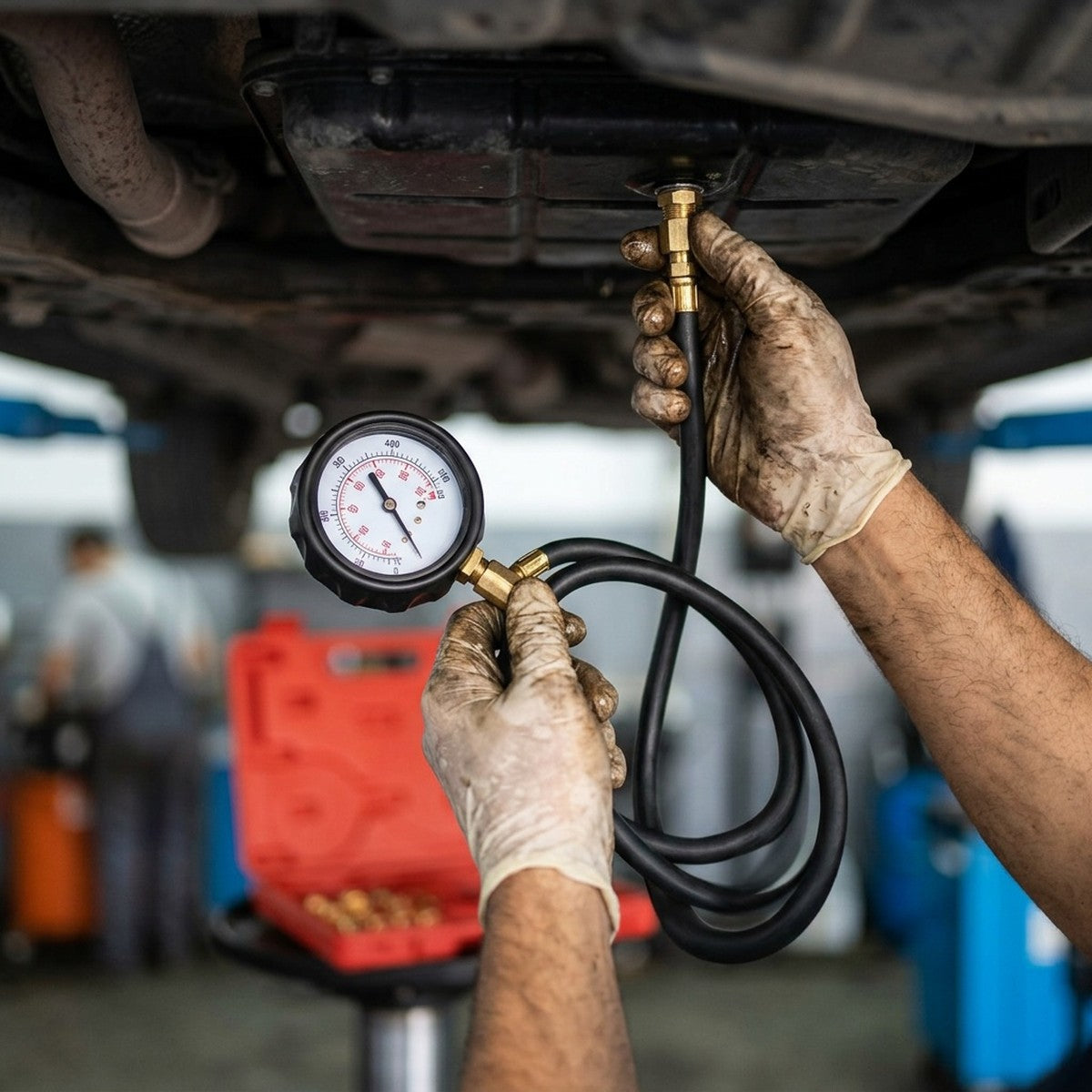 Automatic Transmission Pressure Gauge — in use