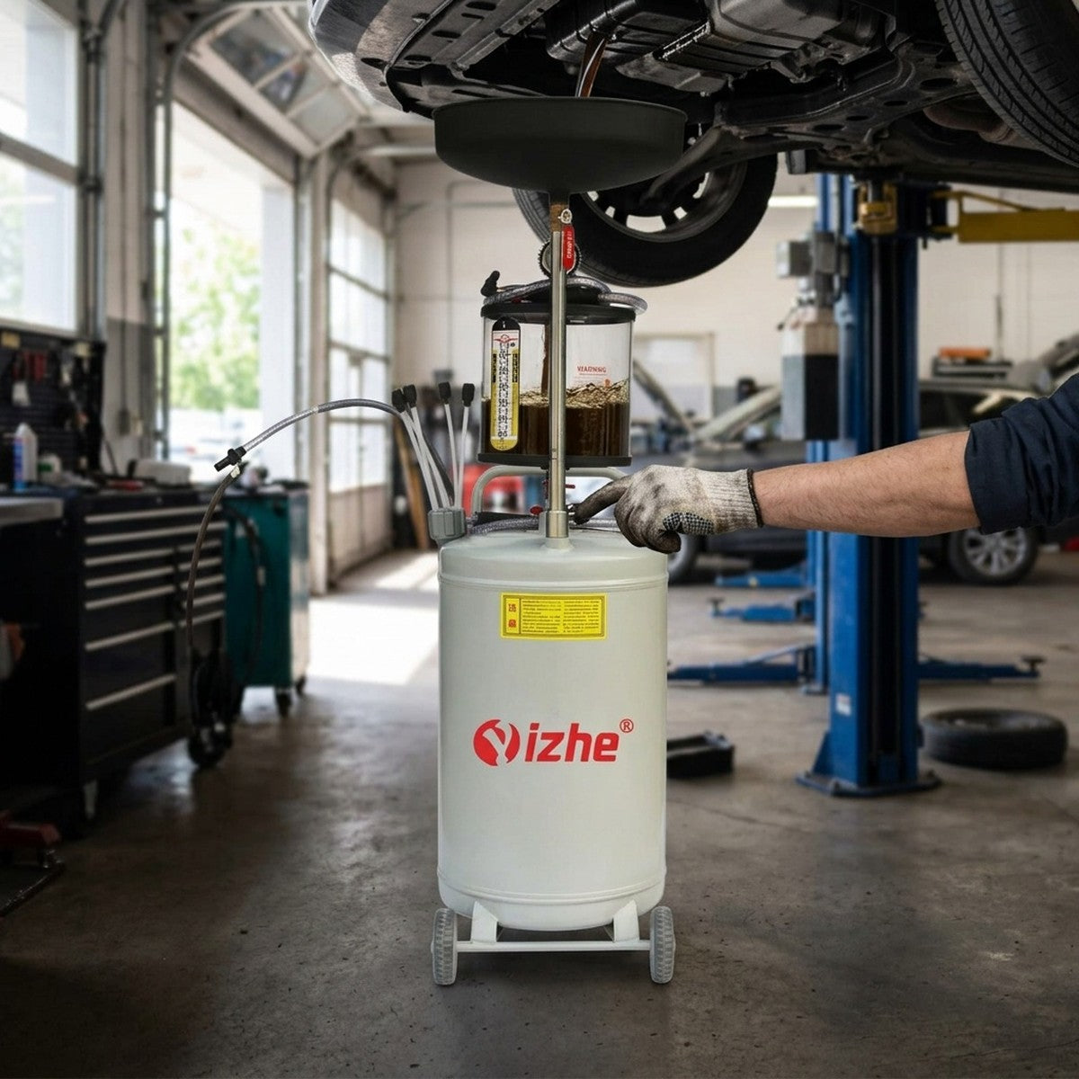 Pneumatic Oil Suction & Extraction Unit — in use