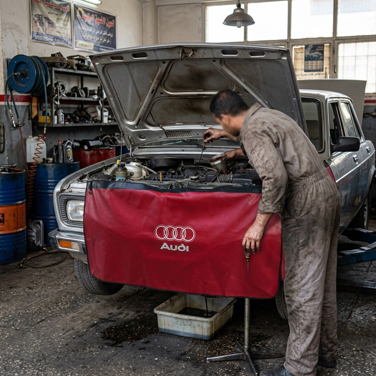 Car Fender Cover Protective Fabric — in use